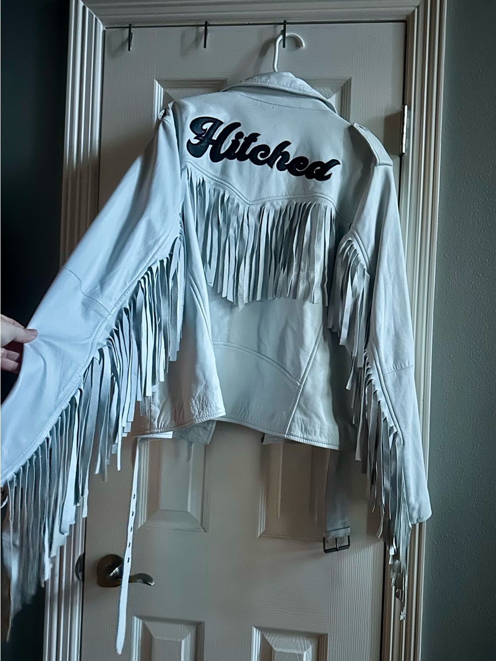 Nasty Gal White Leather Fringe Jacket Hitched